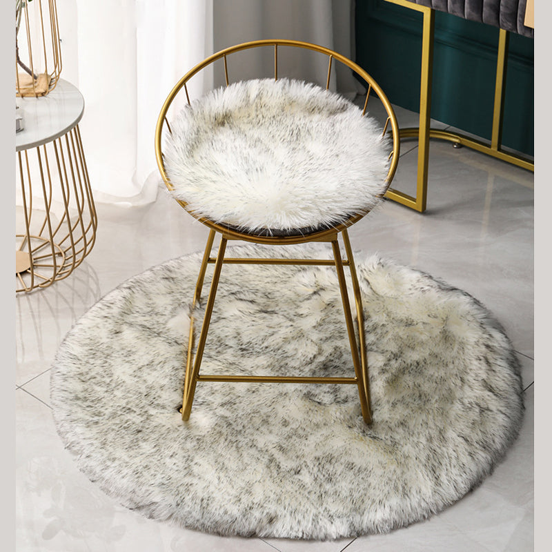 Round Casual Solid Shag Carpet Polyester Indoor Rug Non-Slip Backing Area Carpet for Home Decoration