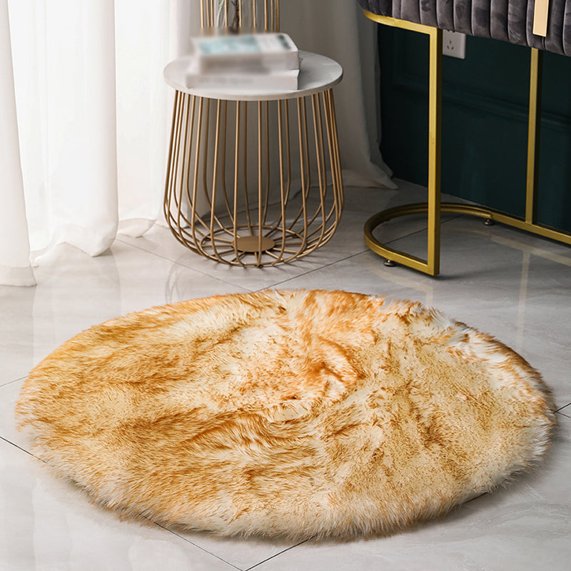 Round Casual Solid Shag Carpet Polyester Indoor Rug Non-Slip Backing Area Carpet for Home Decoration