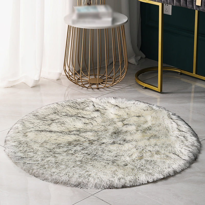 Round Casual Solid Shag Carpet Polyester Indoor Rug Non-Slip Backing Area Carpet for Home Decoration