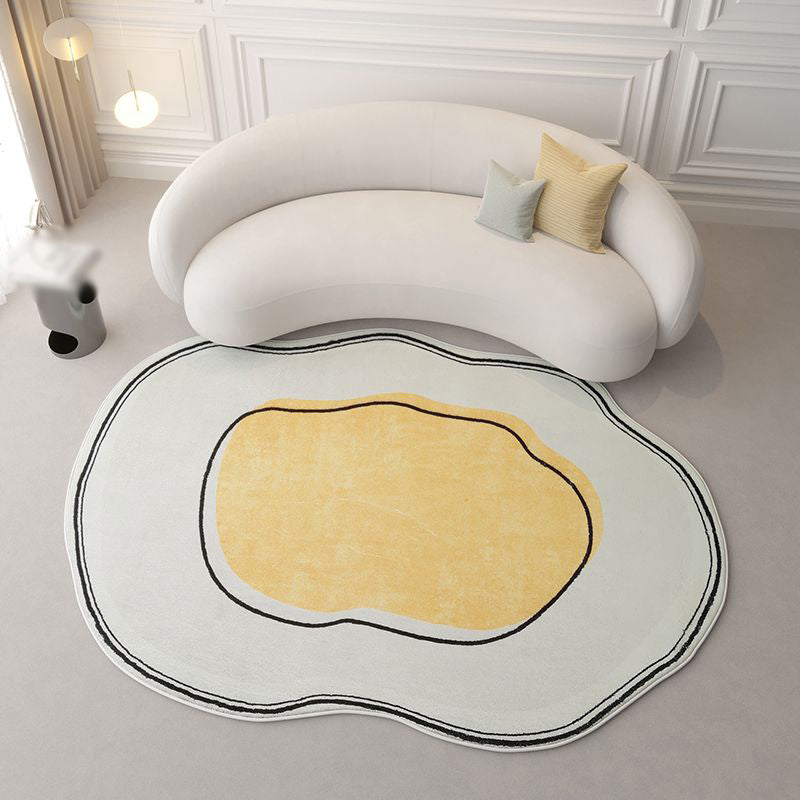 Casual Abstract Area Carpet Yellow Polyester Carpet Non-Split Rug for Indoor Room