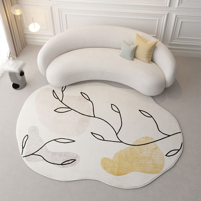 Casual Abstract Area Carpet Yellow Polyester Carpet Non-Split Rug for Indoor Room