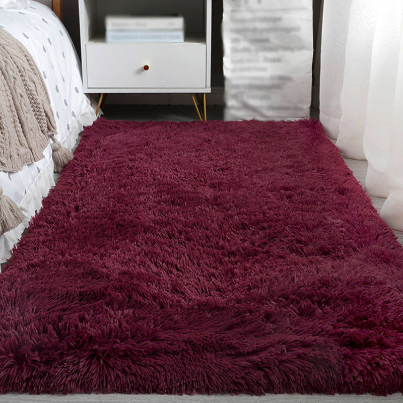 Simplicity Solid Color Area Carpet Washable Rug Polyester Non-Slip Shag Carpet for Living Room