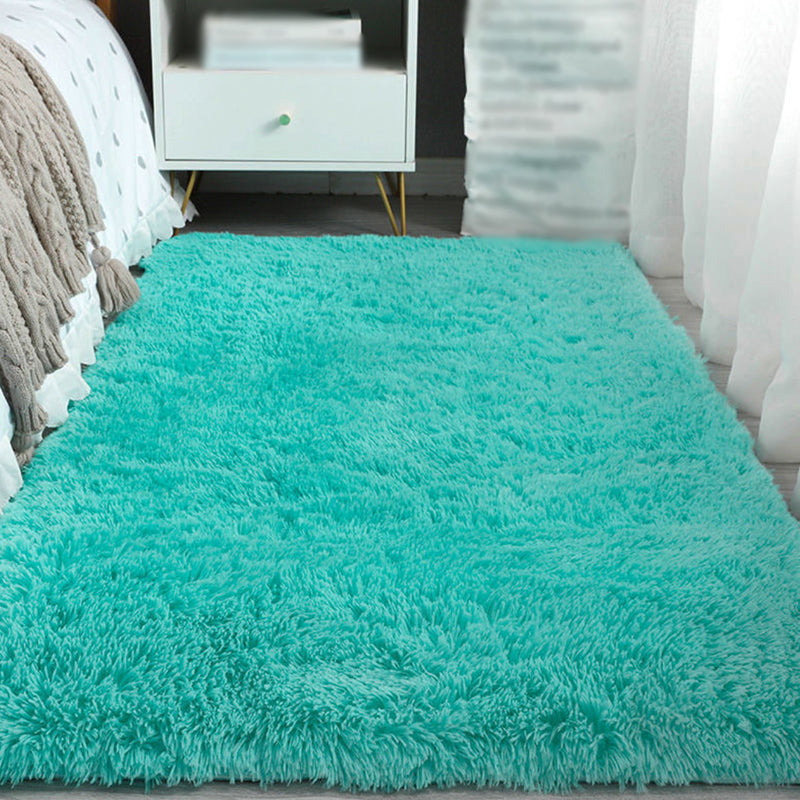 Simplicity Solid Color Area Carpet Washable Rug Polyester Non-Slip Shag Carpet for Living Room