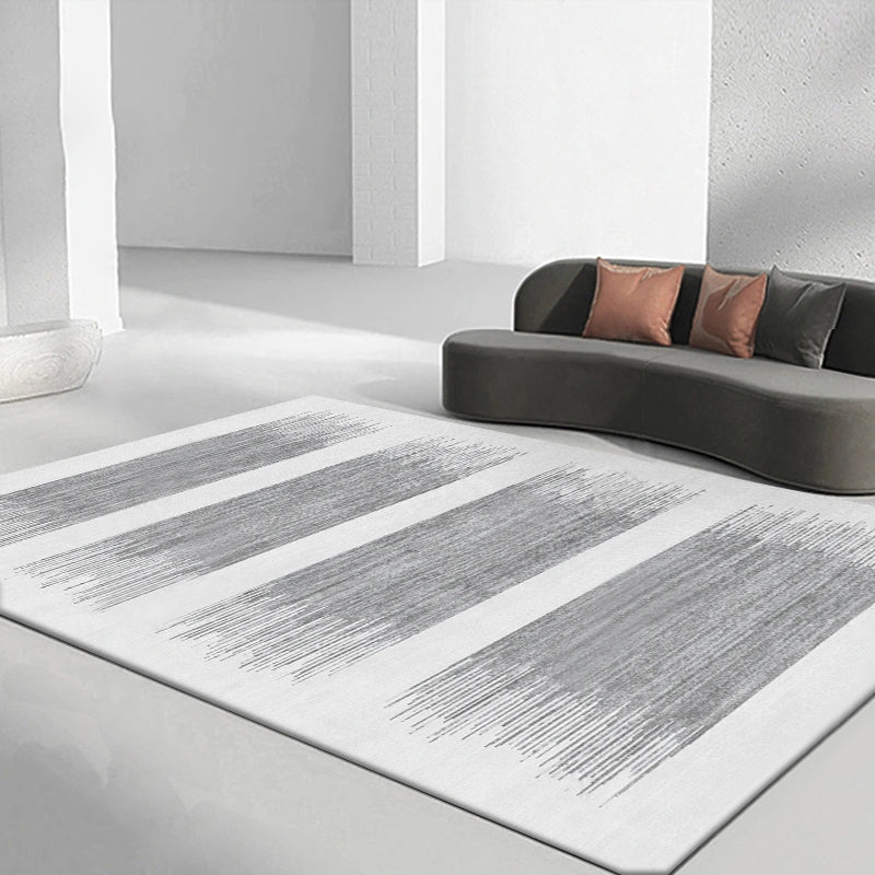 Grauer, farbblockierter Teppich aus Polyester, moderner Teppich, rutschfester Teppich für die Inneneinrichtung