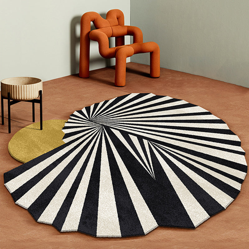 Black and White Abstract Indoor Carpet Polyester Casual Carpet Washable Area Carpet for Living Room