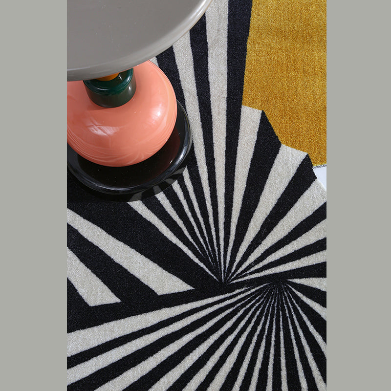 Black and White Abstract Indoor Carpet Polyester Casual Carpet Washable Area Carpet for Living Room