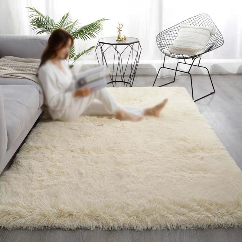 Minimalistischer Rugwaschableer Teppich -Polyester -Teppichfleckfärbung widerstandsvoller Schagteppich für Bett