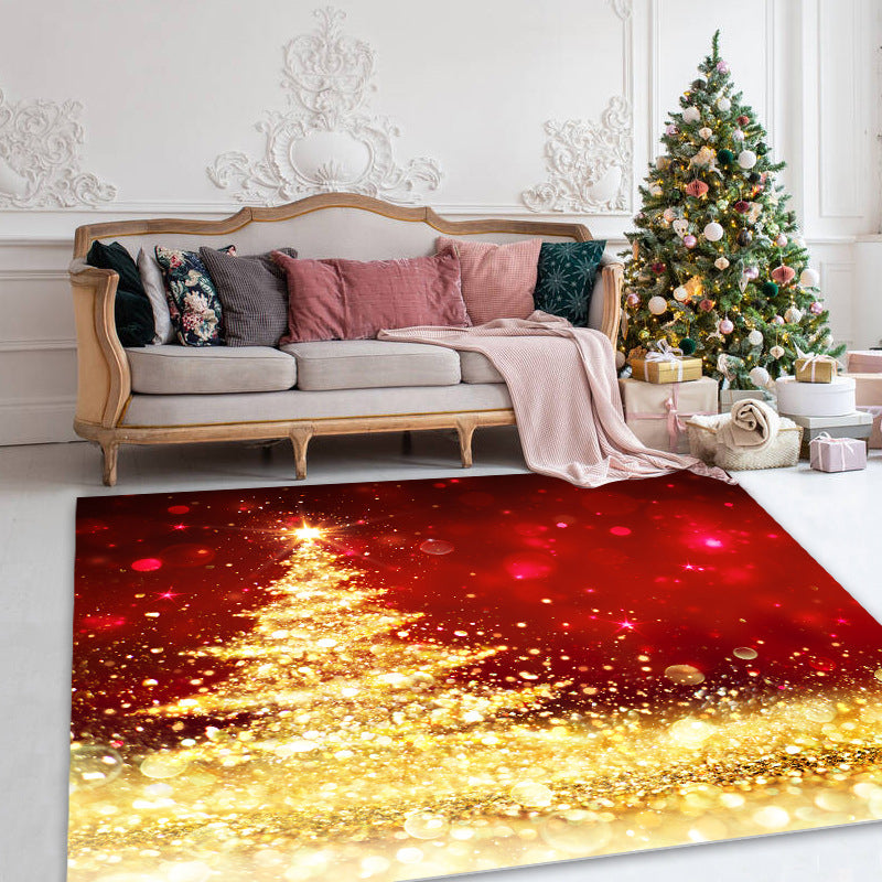 Modern Home Decoration Carpet Christmas Printed Area Rug Polyester Pet Friendly Indoor Carpet