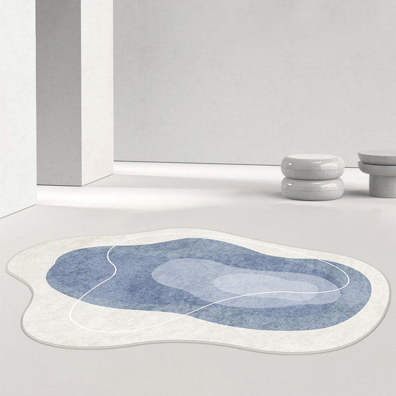 Casual Abstract Carpet Blue Polyester Rug Anti-Split Indoor Carpet for Home Decor