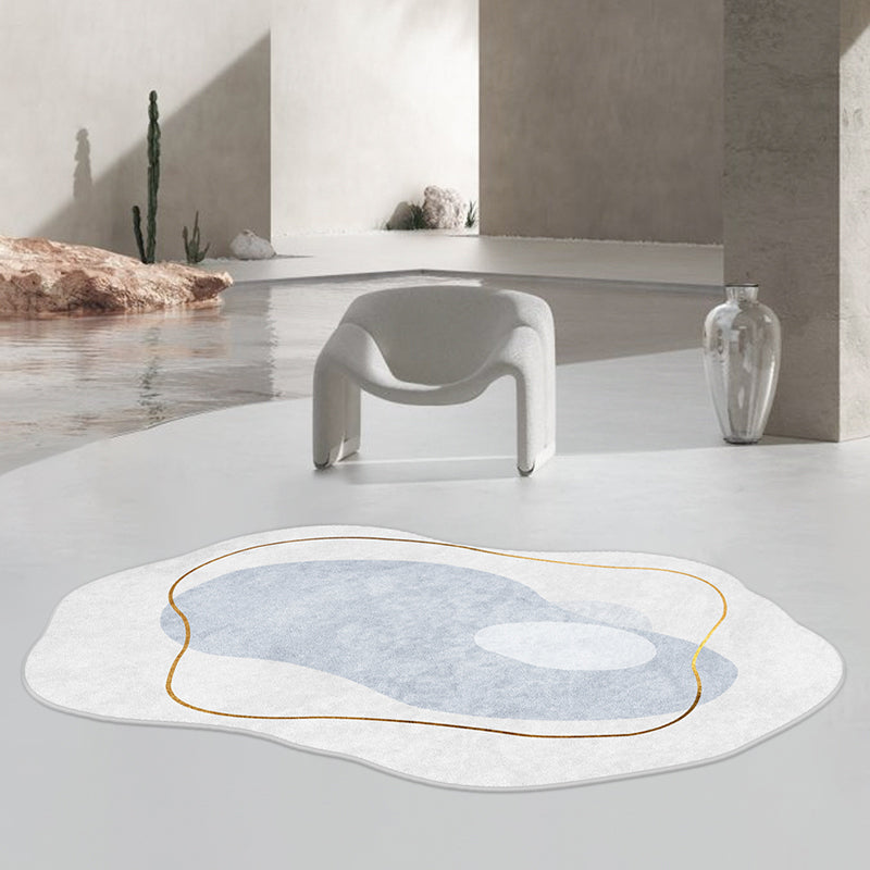 Casual Abstract Carpet Blue Polyester Rug Anti-Split Indoor Carpet for Home Decor