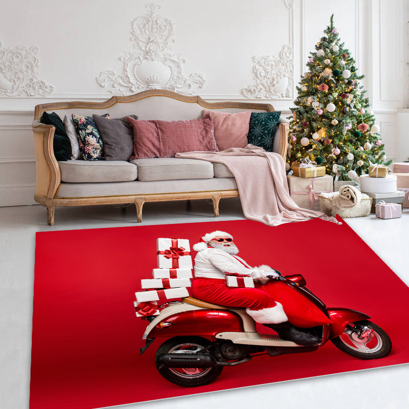 Creative Christmas Print Carpet Polyester Area Rug Non-Slip Backing Indoor Carpet for Living Room