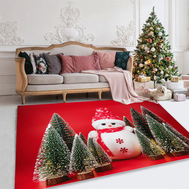 Creative Christmas Print Carpet Polyester Area Rug Non-Slip Backing Indoor Carpet for Living Room