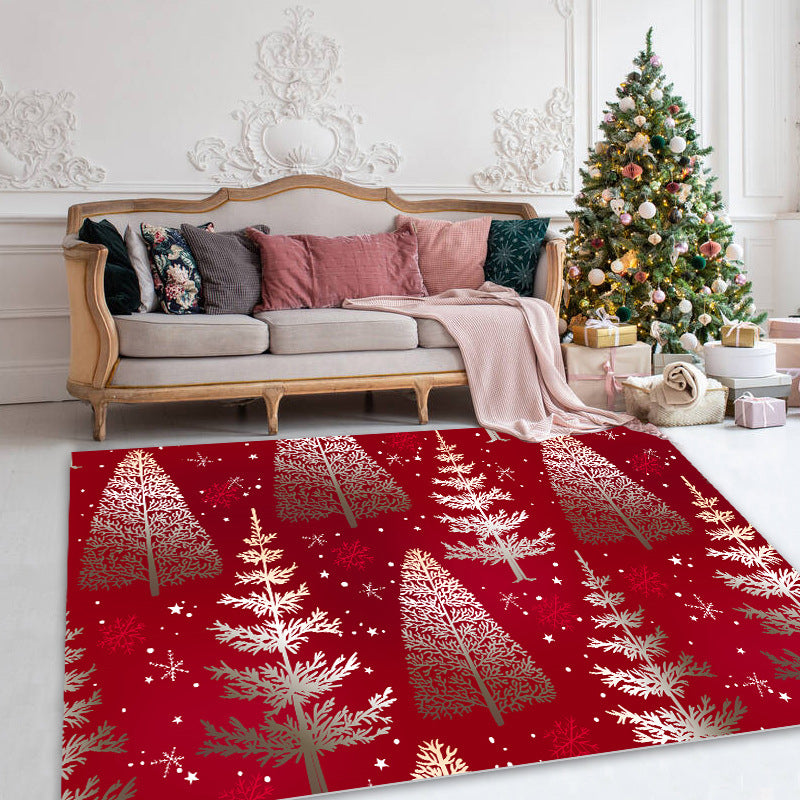 Creative Christmas Print Carpet Polyester Area Rug Non-Slip Backing Indoor Carpet for Living Room