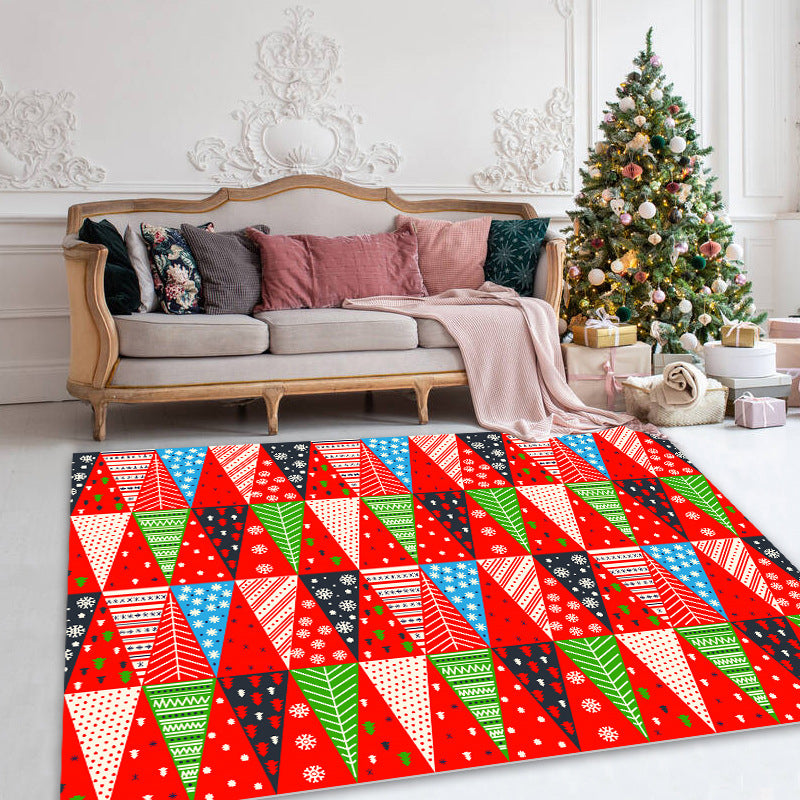 Creative Christmas Print Carpet Polyester Area Rug Non-Slip Backing Indoor Carpet for Living Room