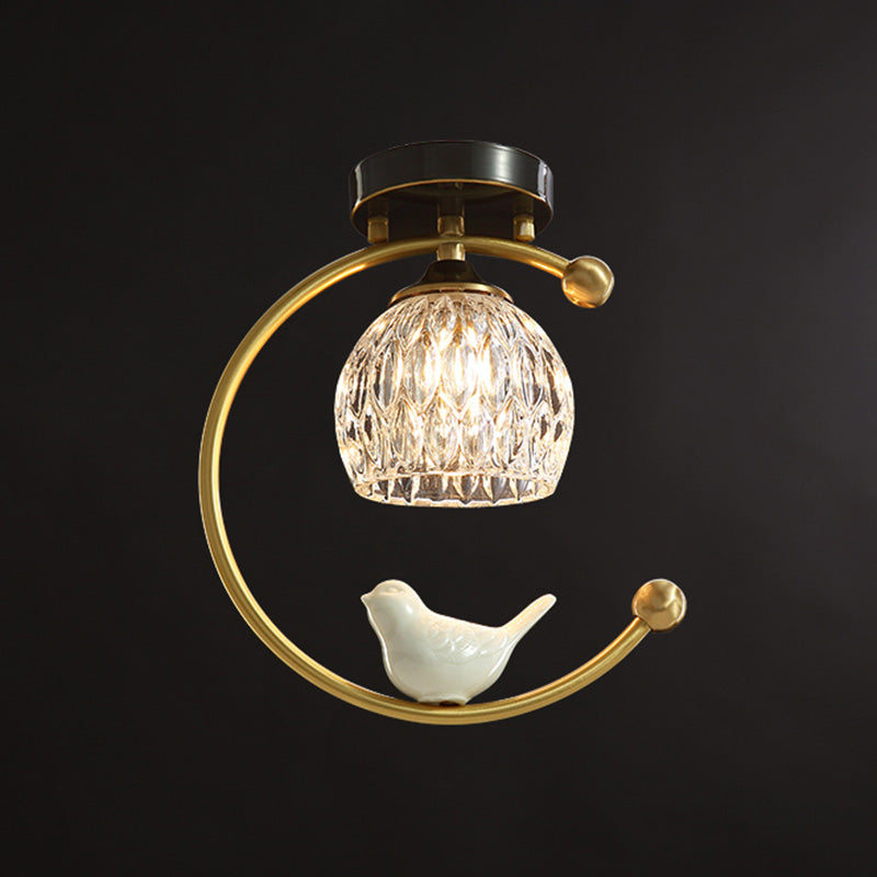 Plafonnier en cristal à abat-jour boule, style nordique, 1 ampoule, noir et or, plafonnier pour hall d'entrée