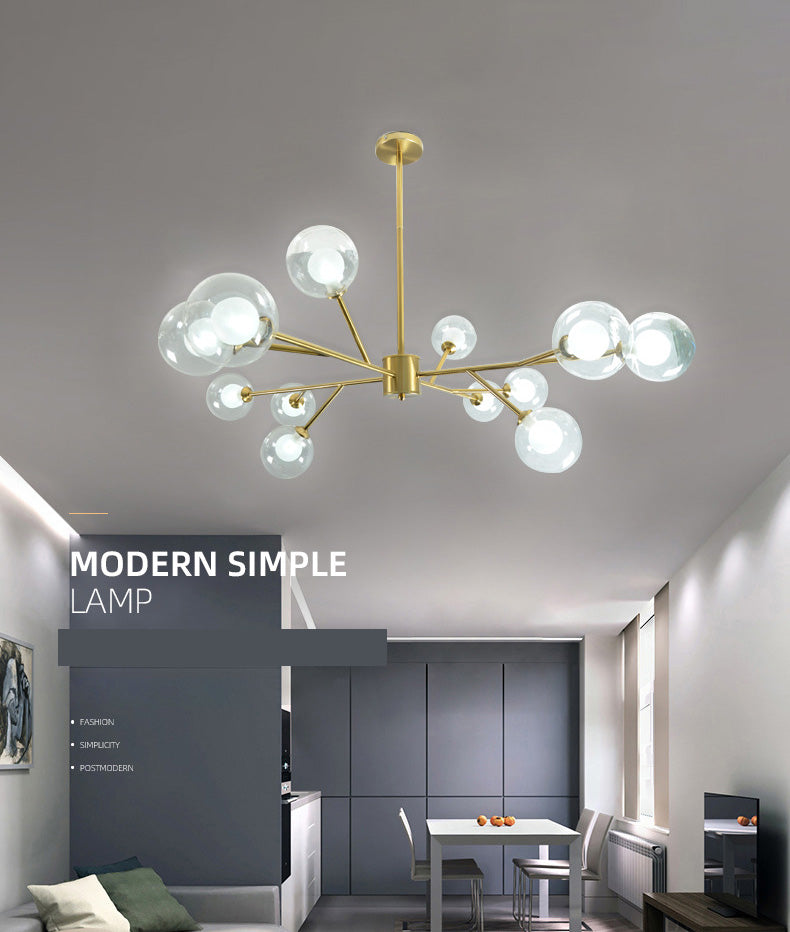 Globe Chandelier Light Fixture Modern Glass Pendant Lighting for Restaurant
