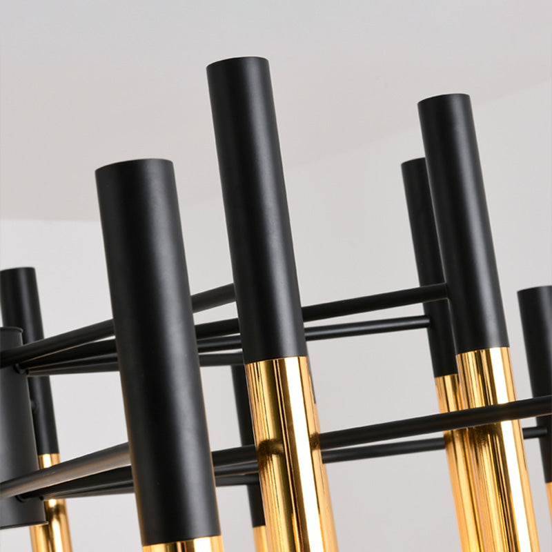 Metal Tubular Chandelier Modern Chandelier Light Fixtures Black Ceiling Hanging Light
