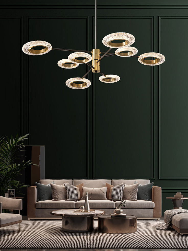 LED Chandelier Modern Style Hanging Lights in Copper for Living Room Dinning Room