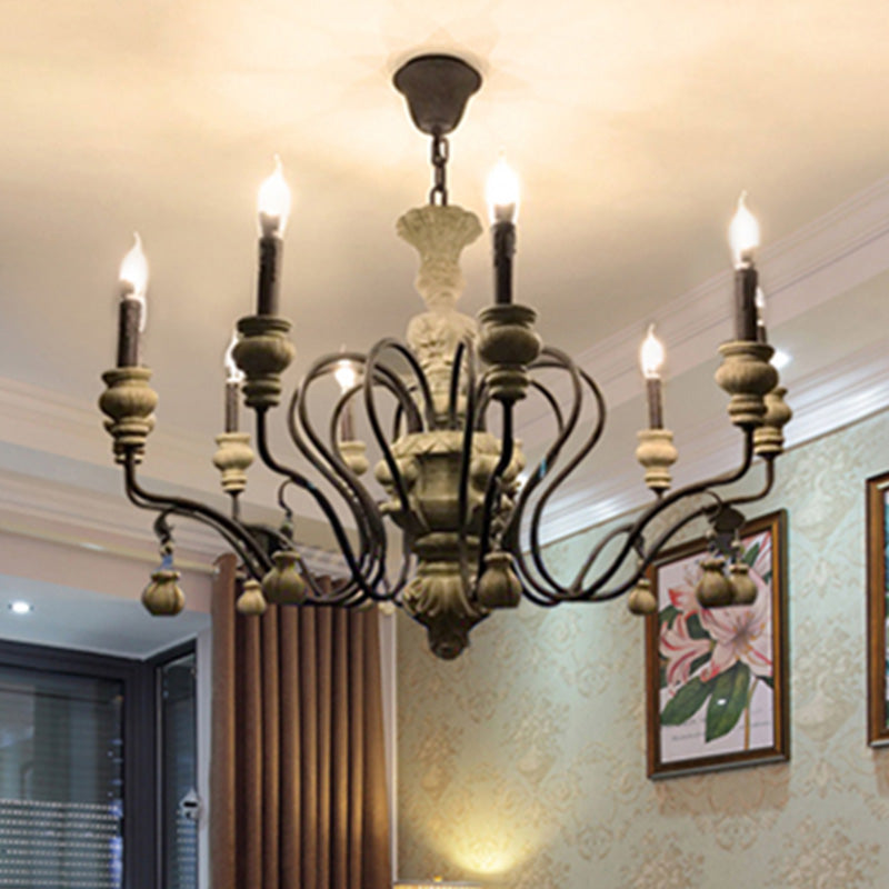 Candle Chandelier Light Fixture Traditional Resin Pendant Lighting for Restaurant