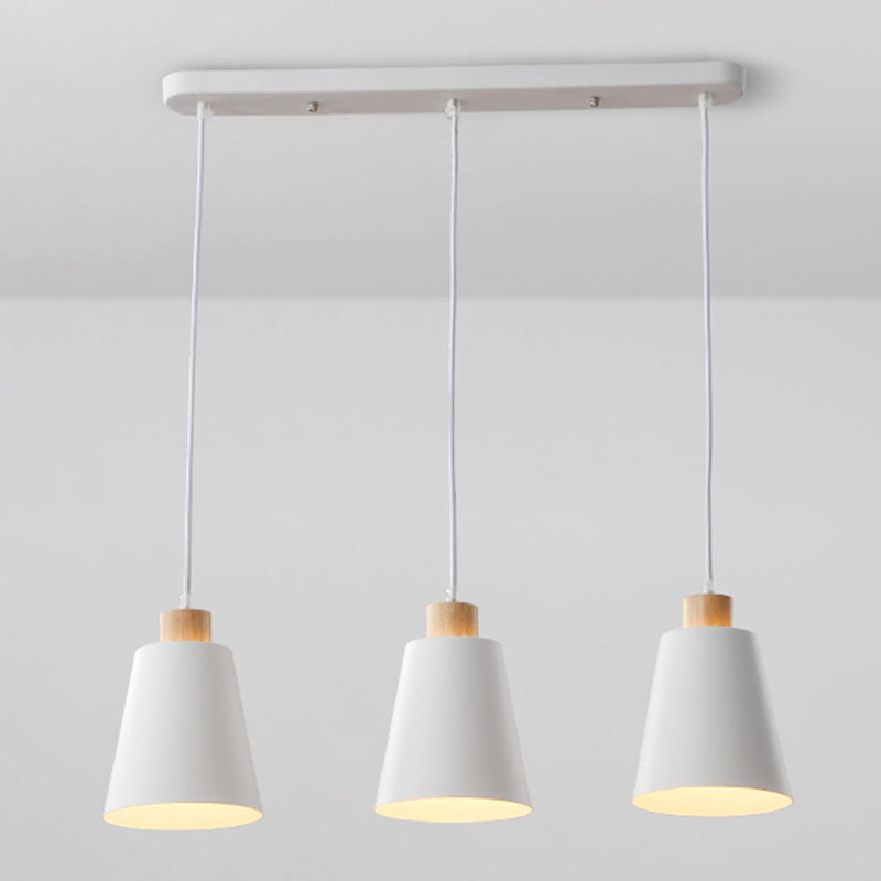 Conical Dinning Room Hanging Ceiling Light Wood Minimalist Style Hanging Lamp Kit