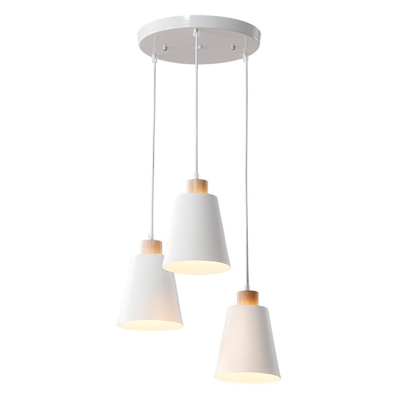 Conical Dinning Room Hanging Ceiling Light Wood Minimalist Style Hanging Lamp Kit