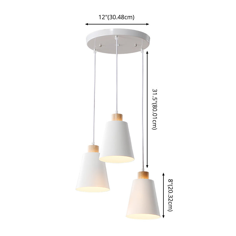 Conical Dinning Room Hanging Ceiling Light Wood Minimalist Style Hanging Lamp Kit