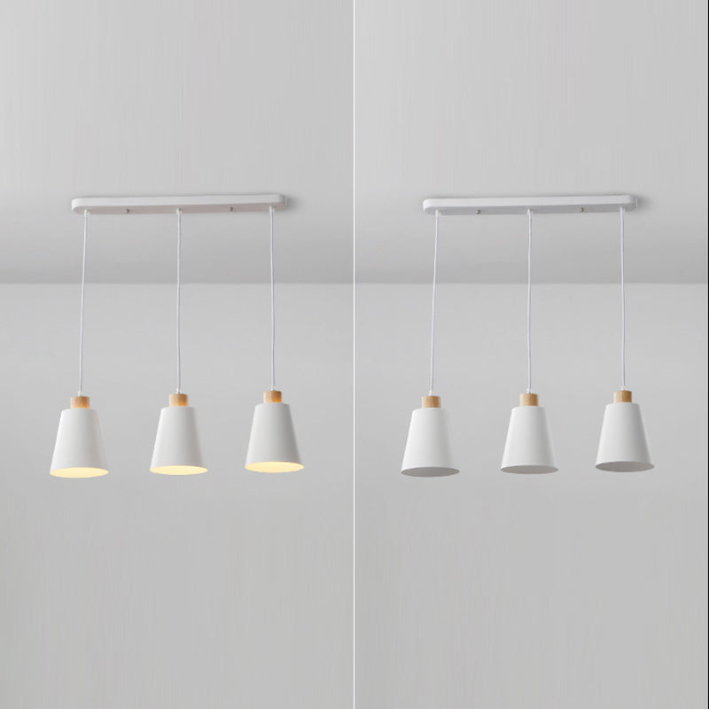 Conical Dinning Room Hanging Ceiling Light Wood Minimalist Style Hanging Lamp Kit