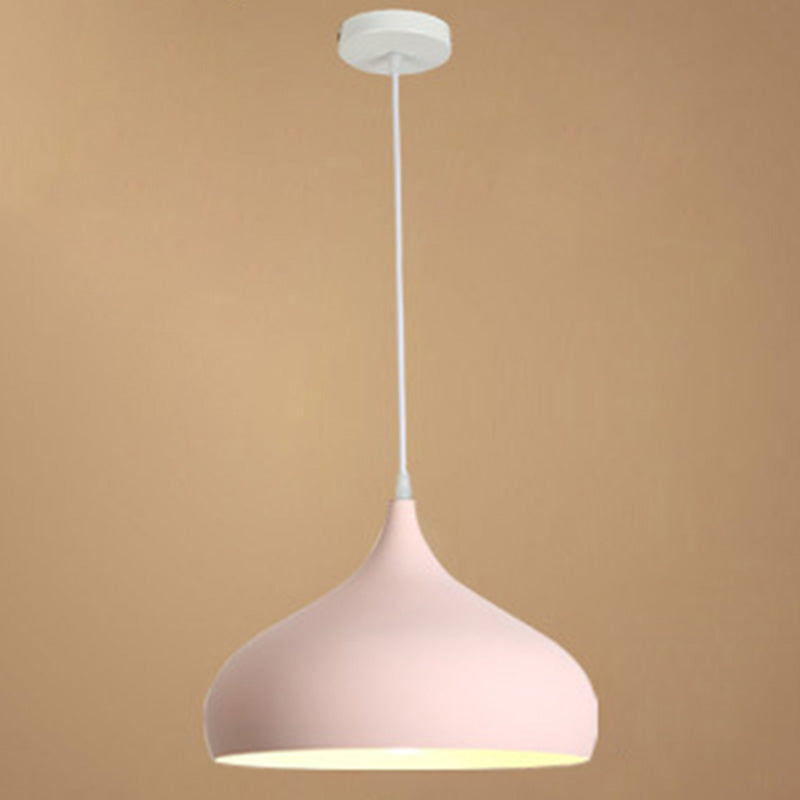 Contemporary Single Head Colorful Macron Metal Pendant Light for Study Room
