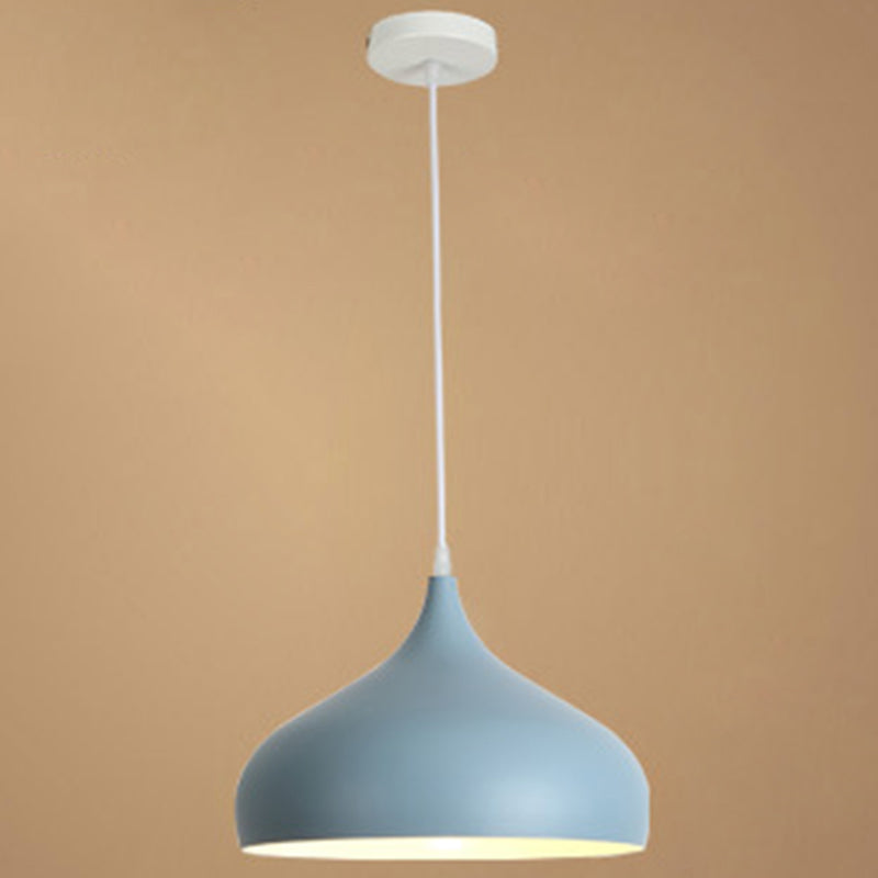 Contemporary Single Head Colorful Macron Metal Pendant Light for Study Room