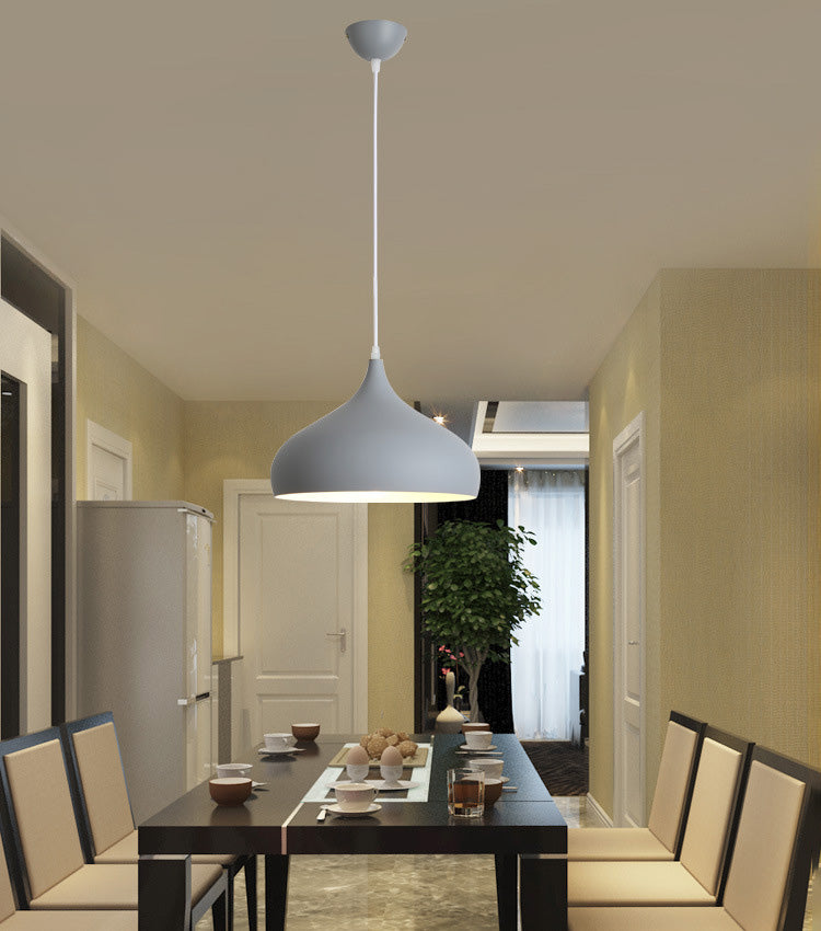 Contemporary Single Head Colorful Macron Metal Pendant Light for Study Room