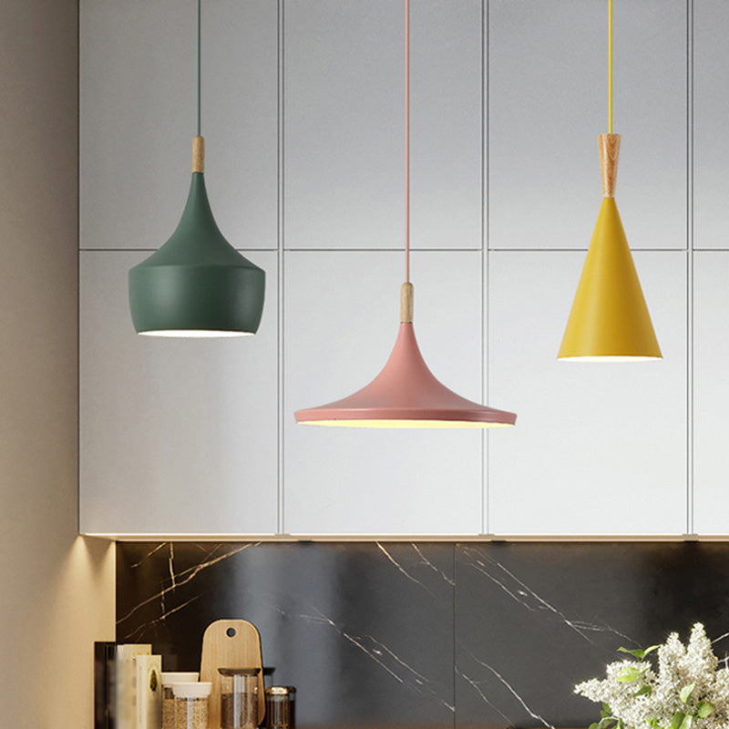 Nordic Style Macaron Color Pendant Light 1 Light Metal Hanging Light for Kitchen