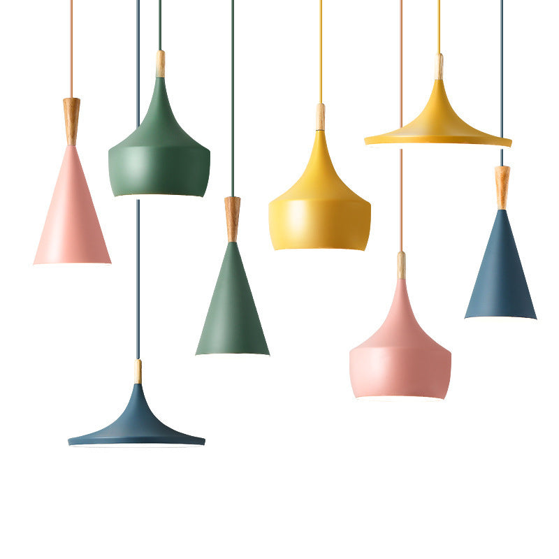 Nordic Style Macaron Color Pendant Light 1 Light Metal Hanging Light for Kitchen