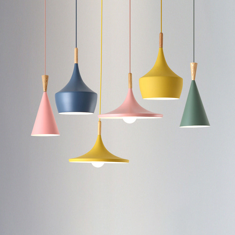 Nordic Style Macaron Color Pendant Light 1 Light Metal Hanging Light for Kitchen