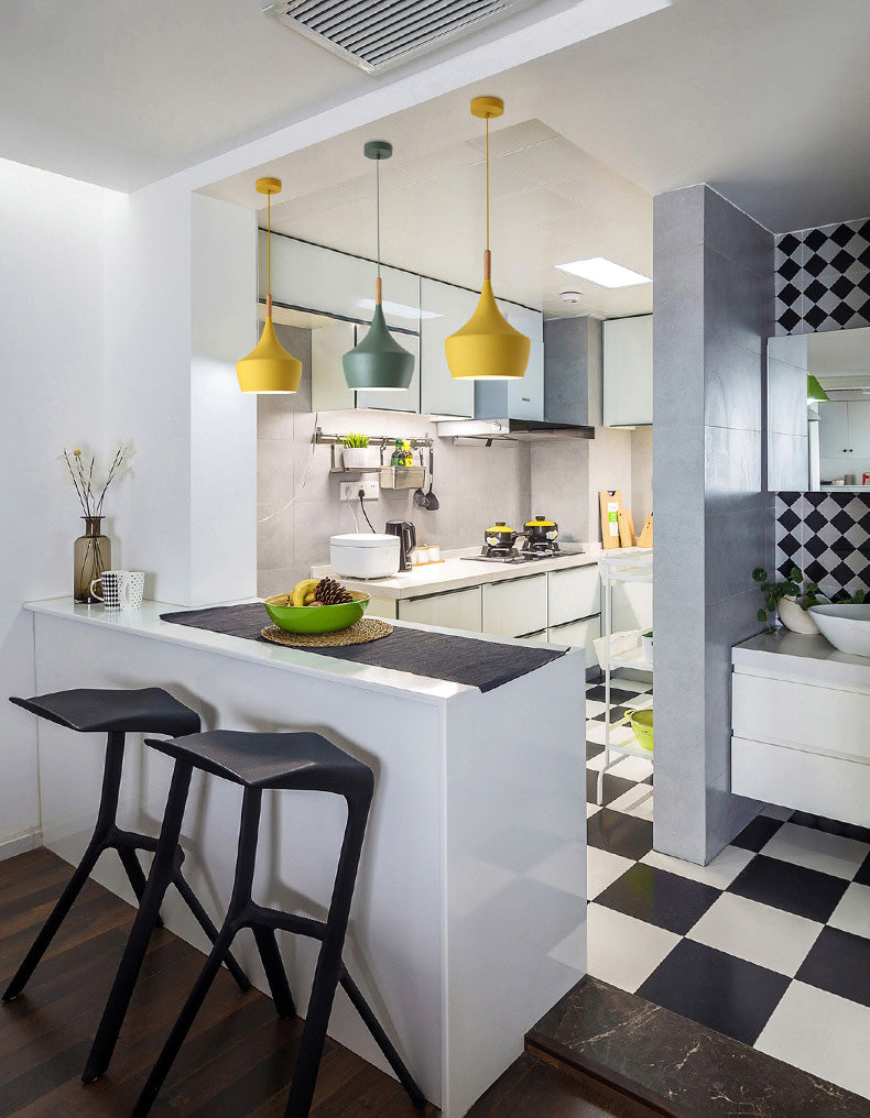 Nordic Style Macaron Color Pendant Light 1 Light Metal Hanging Light for Kitchen