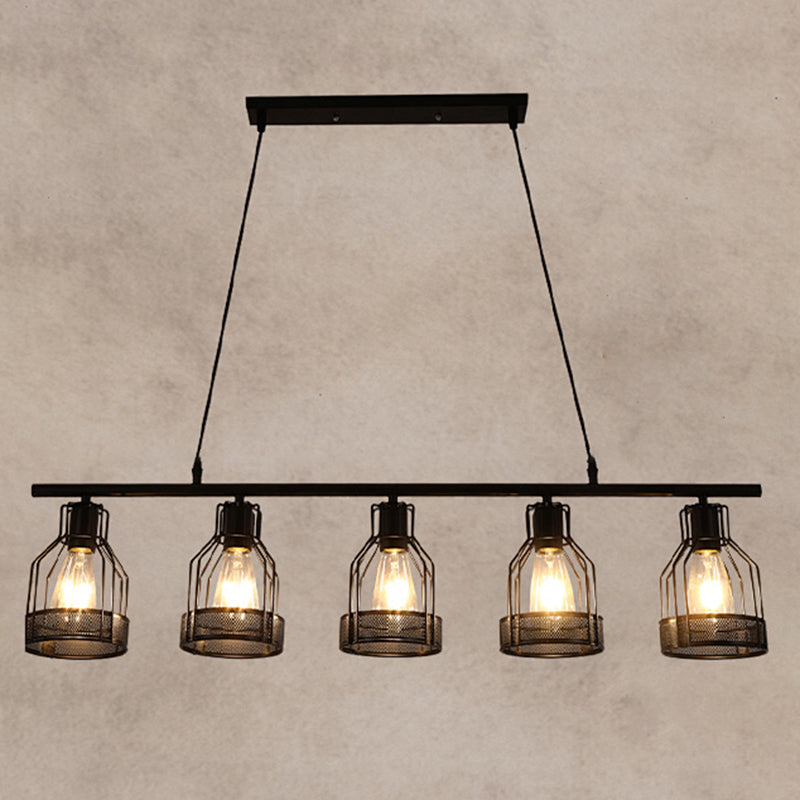 Cage Island Chandelier Lights Industrial Metal Chandelier Lighting Fixtures for Dining Table
