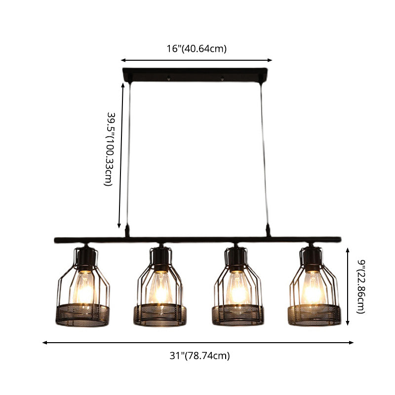 Cage Island Chandelier Lights Industrial Metal Chandelier Lighting Fixtures for Dining Table