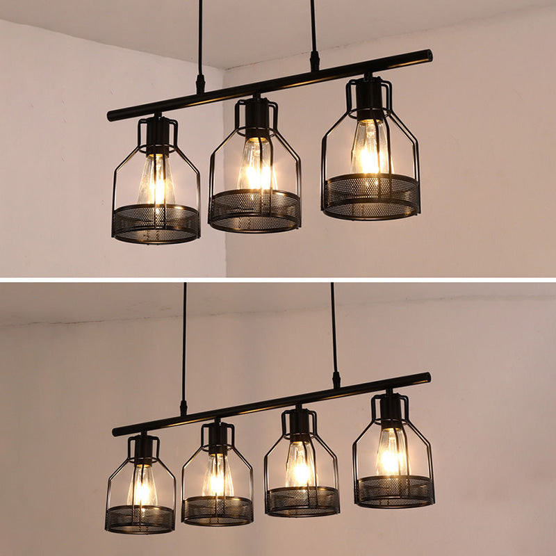 Cage Island Chandelier Lights Industrial Metal Chandelier Lighting Fixtures for Dining Table