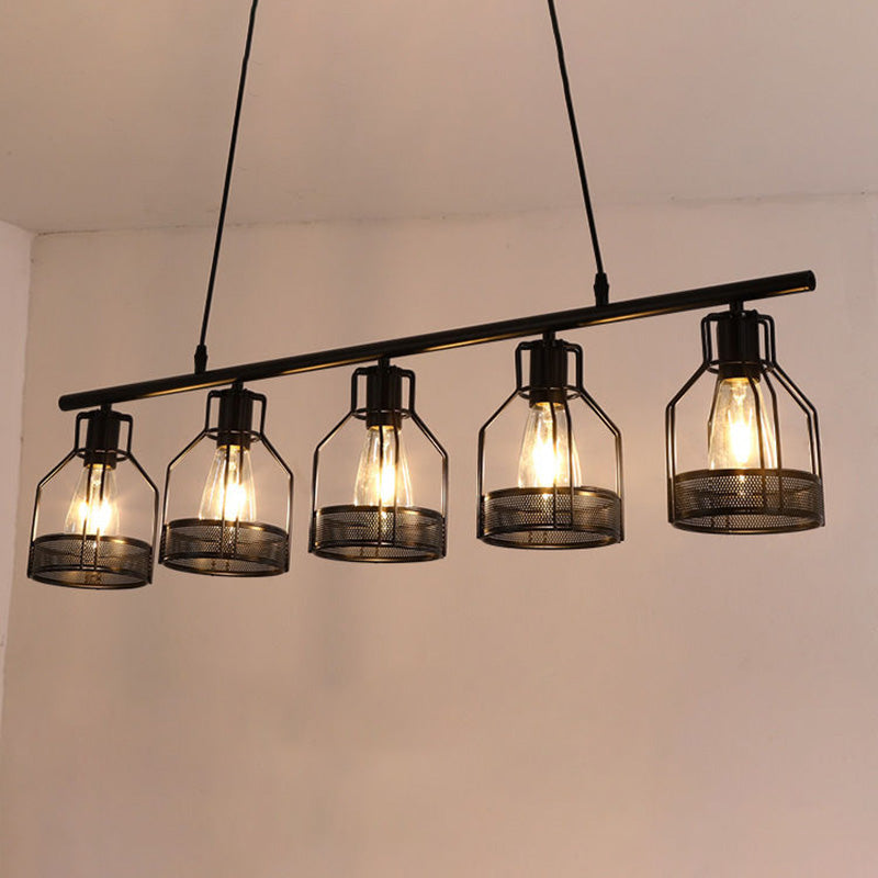 Cage Island Chandelier Lights Industrial Metal Chandelier Lighting Fixtures for Dining Table