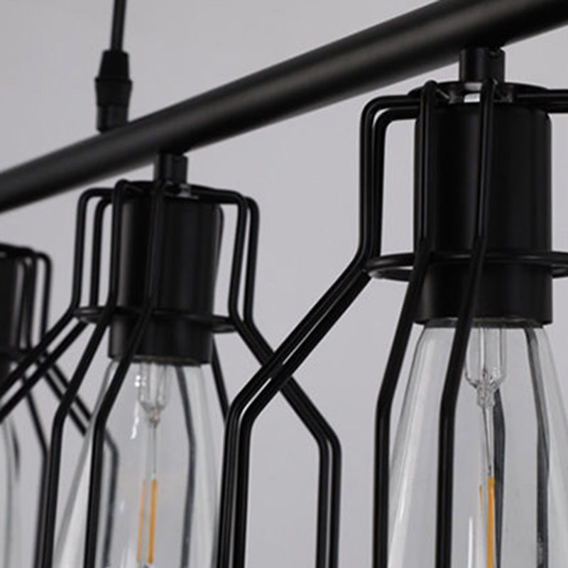 Cage Island Chandelier Lights Industrial Metal Chandelier Lighting Fixtures for Dining Table