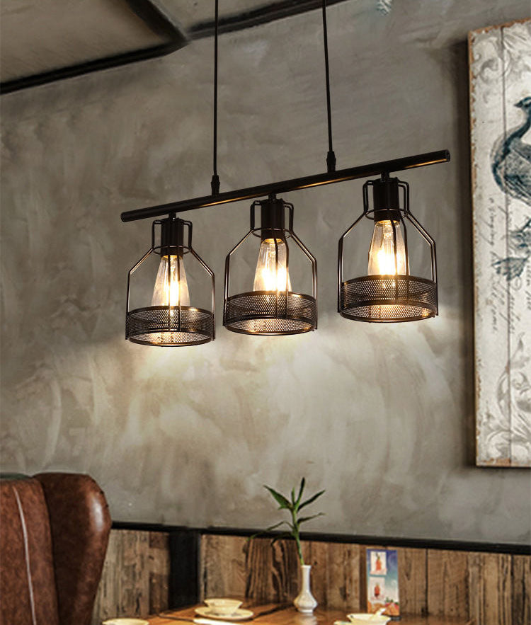 Cage Island Chandelier Lights Industrial Metal Chandelier Lighting Fixtures for Dining Table