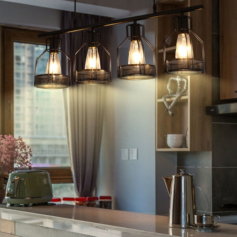 Cage Island Chandelier Lights Industrial Metal Chandelier Lighting Fixtures for Dining Table