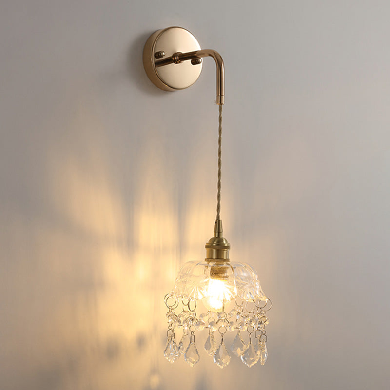 Bowl Shaped Wall Lighting Fixture Modern Style Glass Clear Wall Mounted Lighting