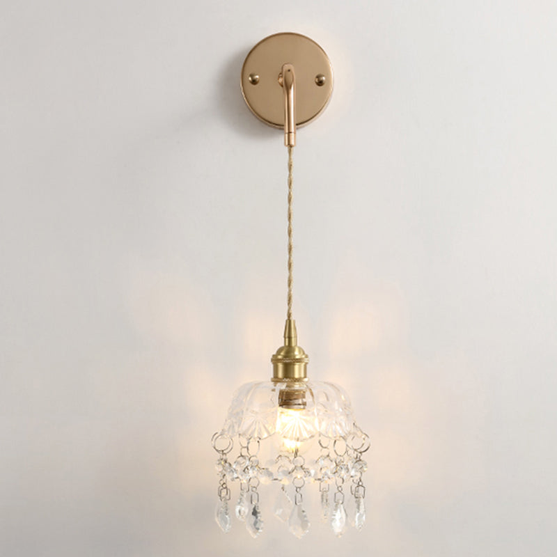 Bowl Shaped Wall Lighting Fixture Modern Style Glass Clear Wall Mounted Lighting