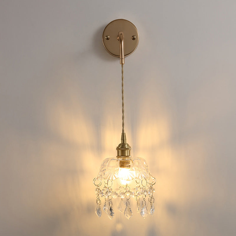 Bowl Shaped Wall Lighting Fixture Modern Style Glass Clear Wall Mounted Lighting