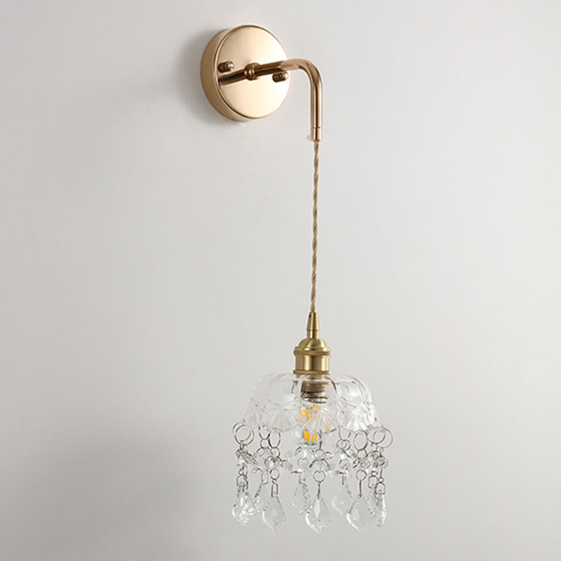 Bowl Shaped Wall Lighting Fixture Modern Style Glass Clear Wall Mounted Lighting