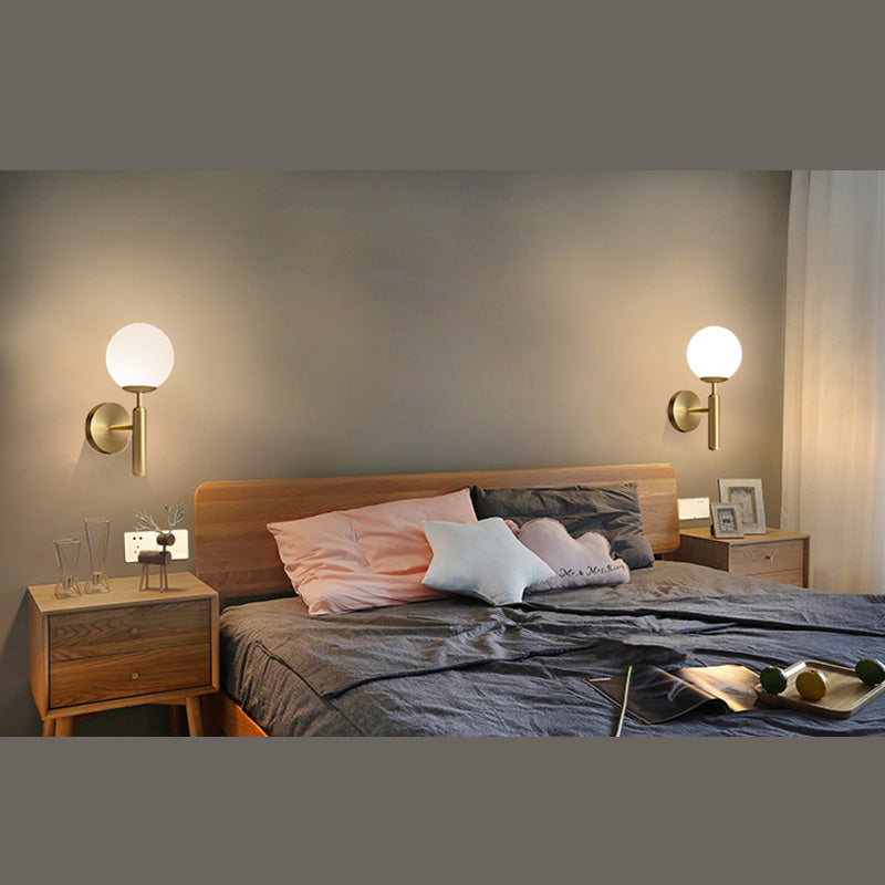 Ball Shaped Wall Sconce Lighting Minimalist Style Glass Wall Mount Light Fixture