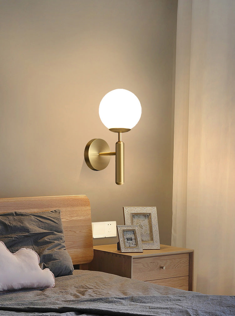 Ball Shaped Wall Sconce Lighting Minimalist Style Glass Wall Mount Light Fixture