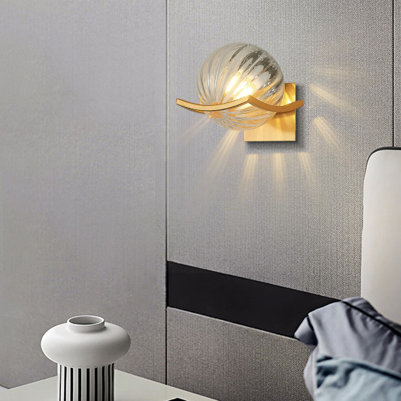 Spherical Bedroom Wall Light Sconce Glass Contemporary Style Sconce Light Fixture