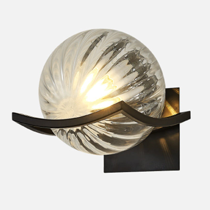 Spherical Bedroom Wall Light Sconce Glass Contemporary Style Sconce Light Fixture