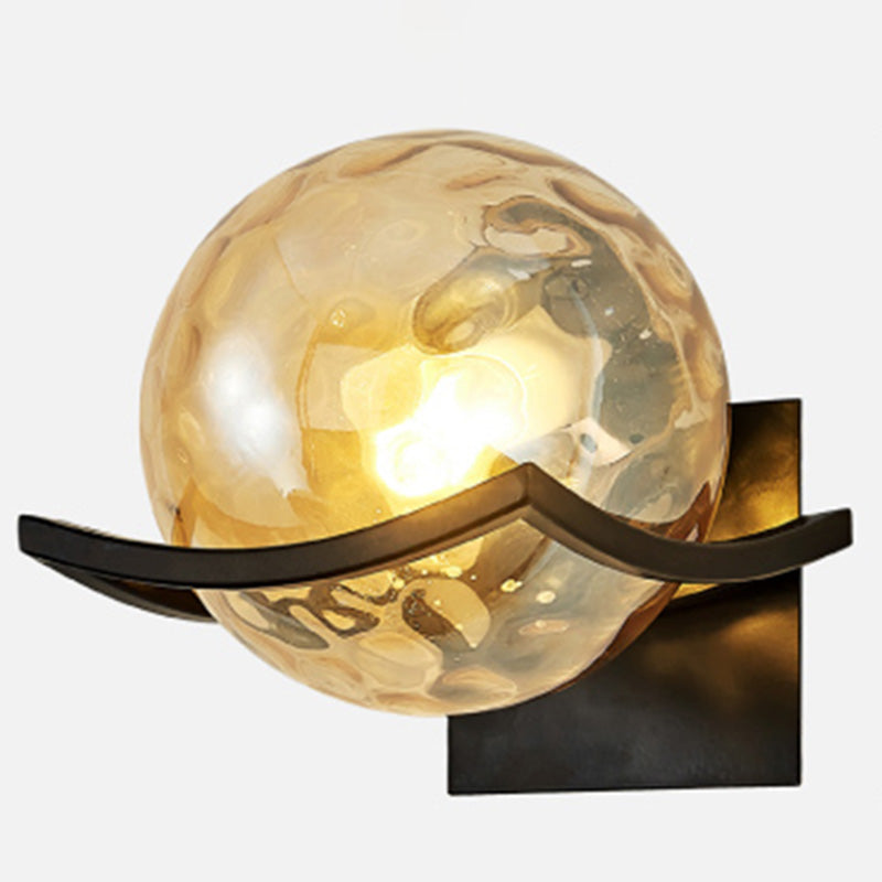 Spherical Bedroom Wall Light Sconce Glass Contemporary Style Sconce Light Fixture